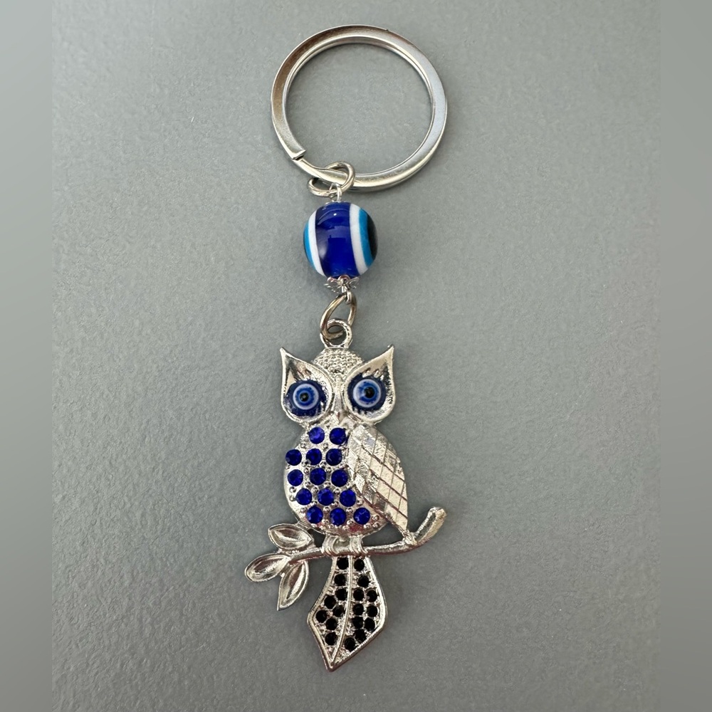 🛍️Any 5 items for $15 🛍️ Silver and Blue Owl purse Keychain